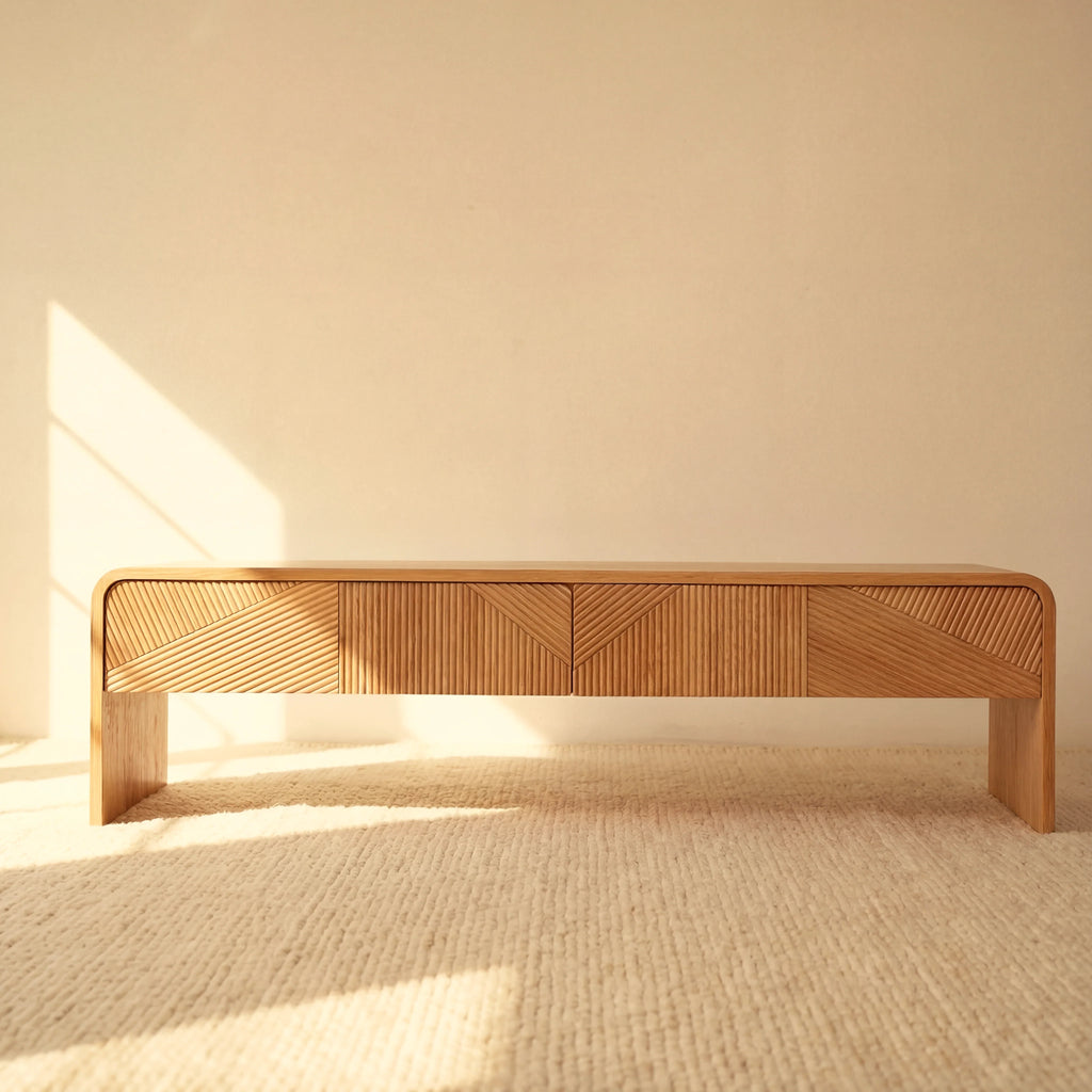 VISTA Coffee Table White oak with sculpted slat detailing
