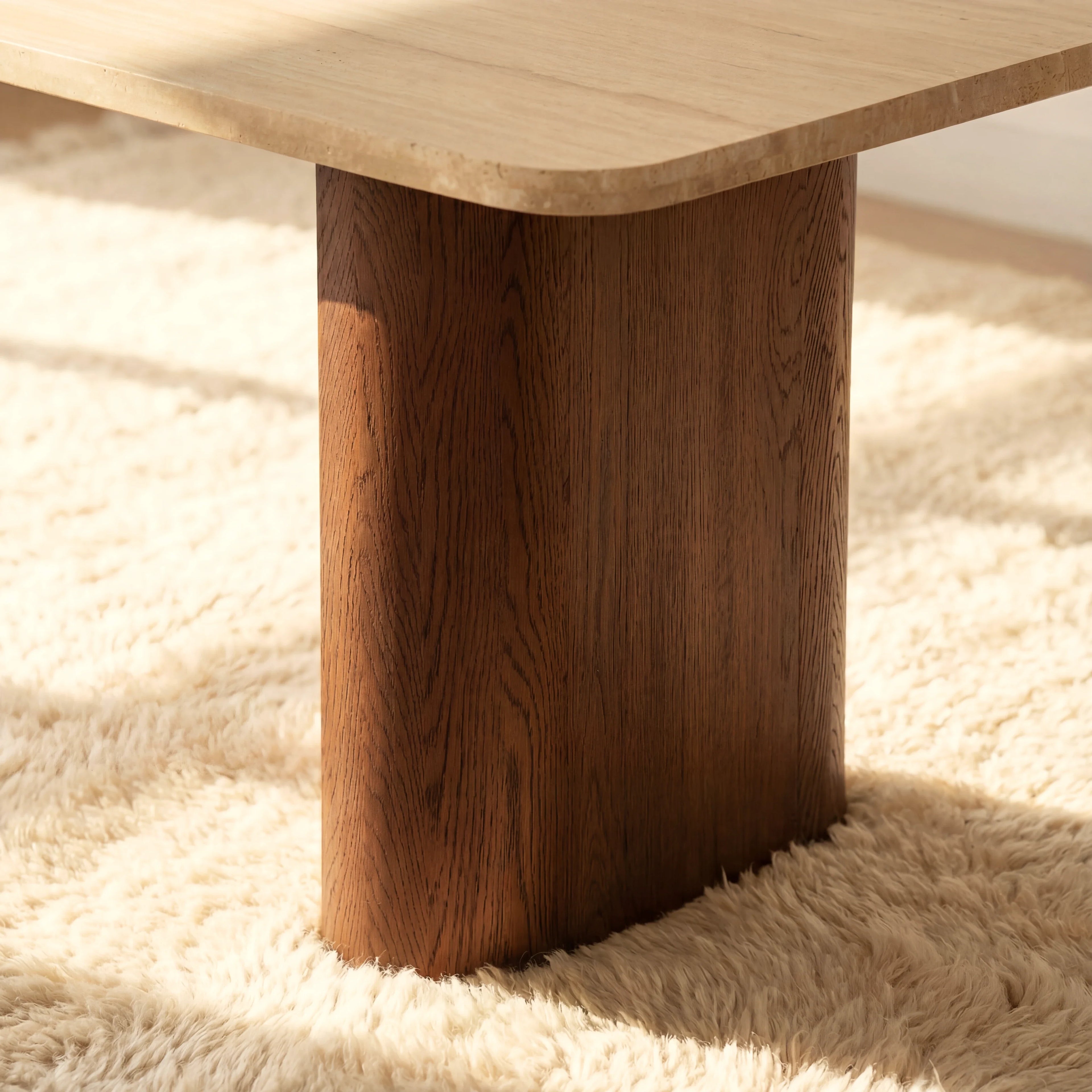 Ovelo Dining Table Oak wood with travertine top