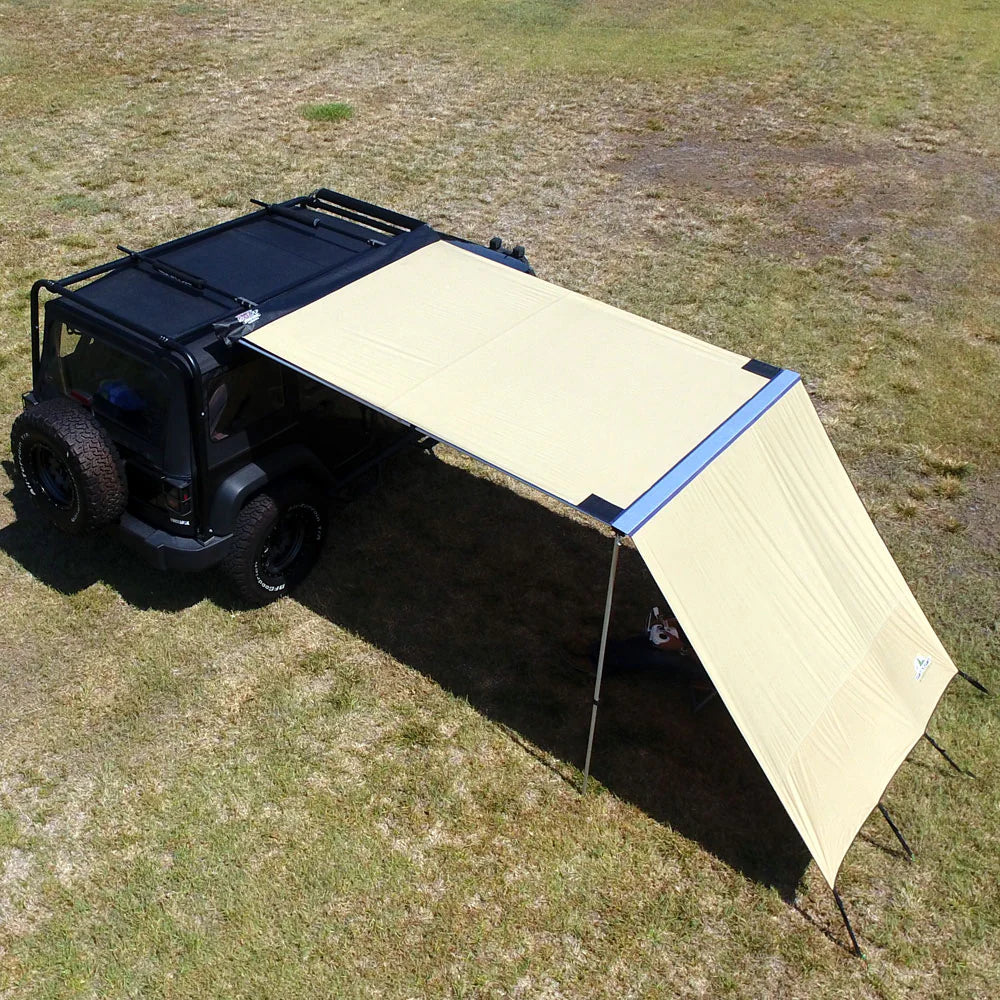 Truck or Car Awning Shade Wall, 6.5x8 Feet, Poly-Cotton Ripstop Fabric, Tan