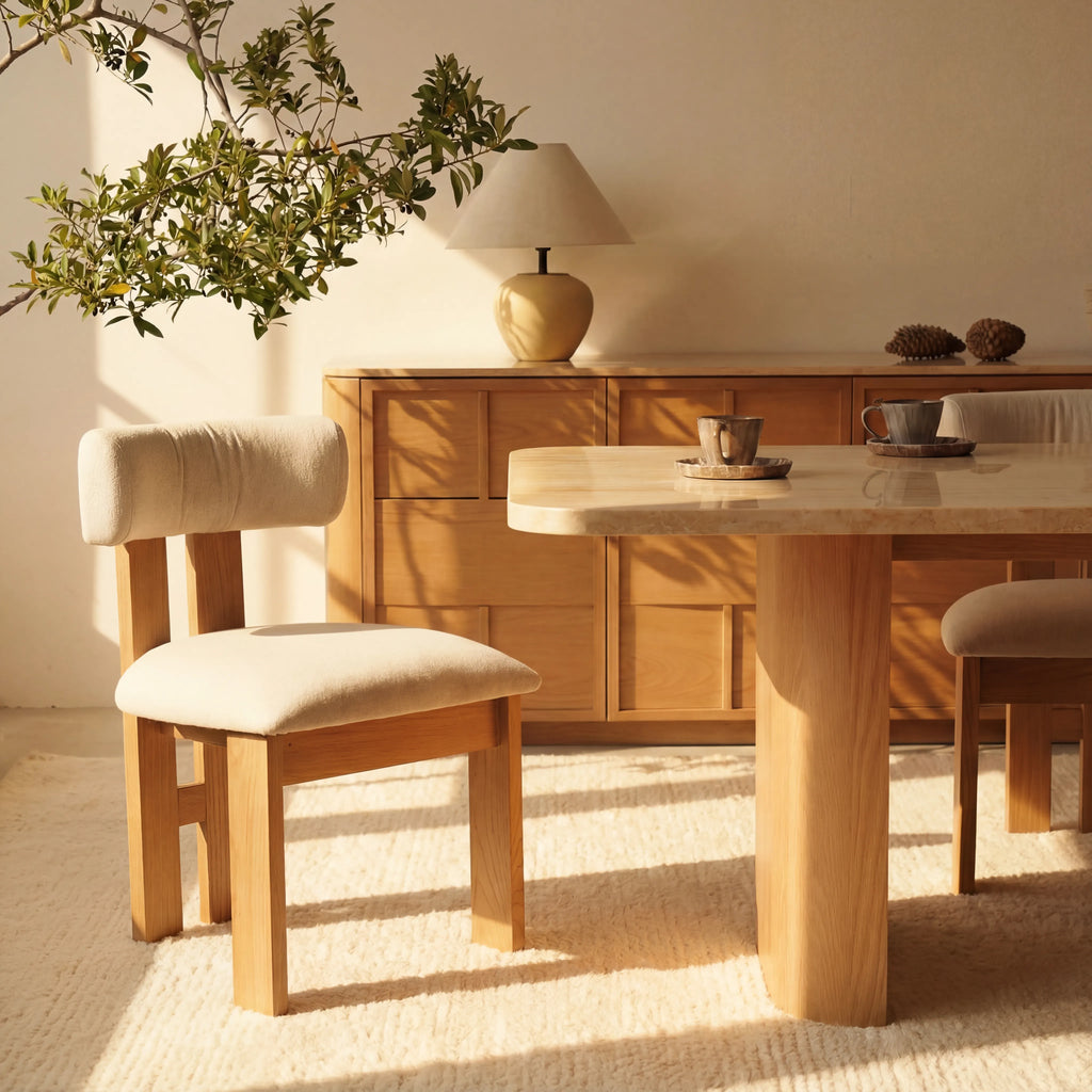 Hearth Sideboard Oak wood with travertine top