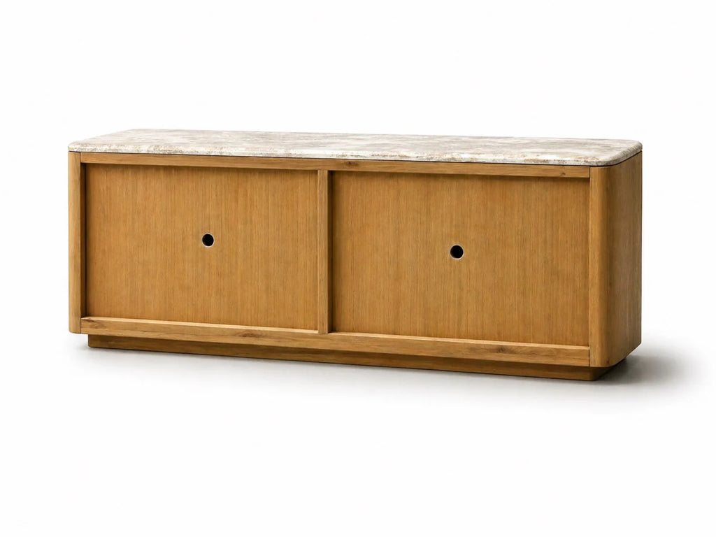 Hearth Sideboard Oak wood with travertine top
